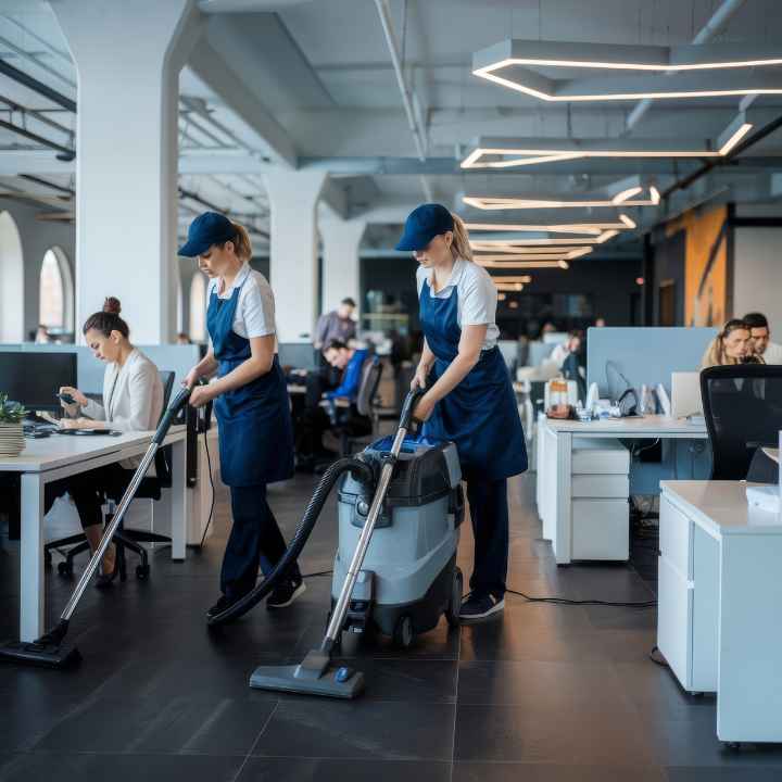 Smiley Clean Group team reviewing cleaning procedures