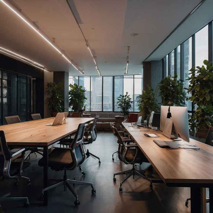 Bright, professionally cleaned corporate office lobby